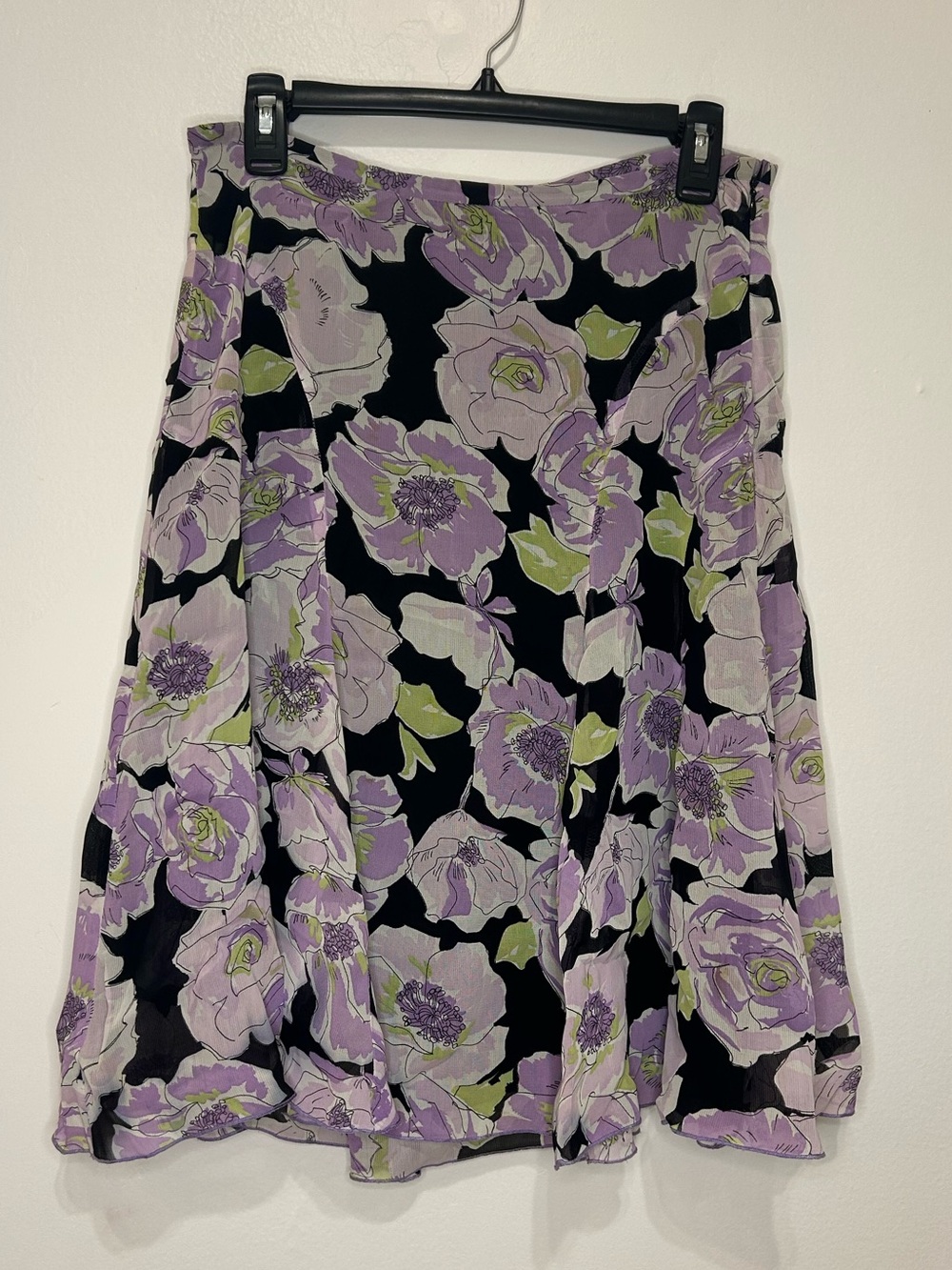 Karen Kane Black Skirt with Lavender Floral Print